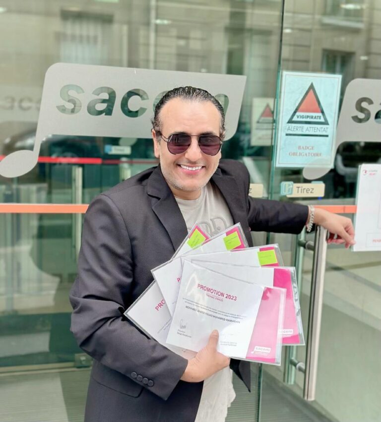 محمد رحيم أول مصري وعربي يحصل على درع التكريم الماسي من جمعية “Sacem”