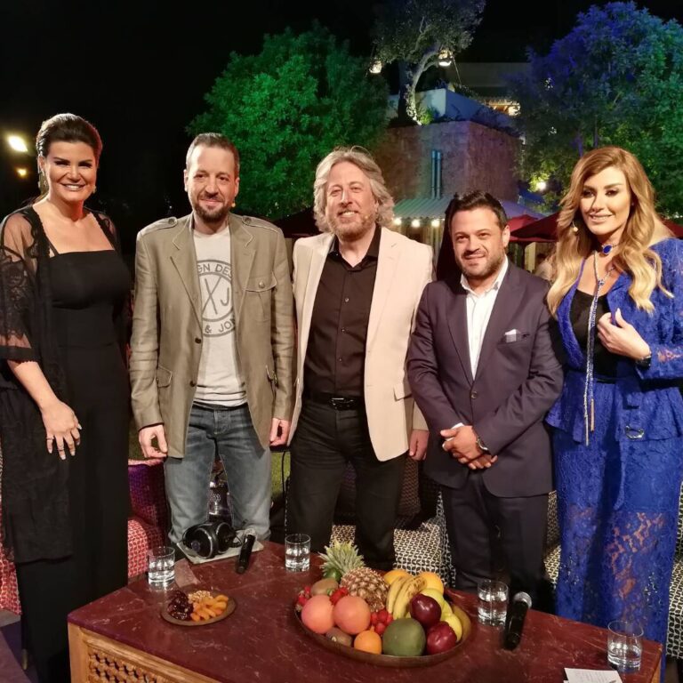 رنين الشعار وزاهي صفية وبلال زين والاعلامي د. جمال فياض في سهرة ليالي رمضان مع وردة الجزائرية